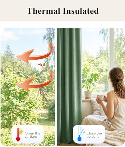 StangH Emerald Green Velvet Thermal Curtains - Image 6