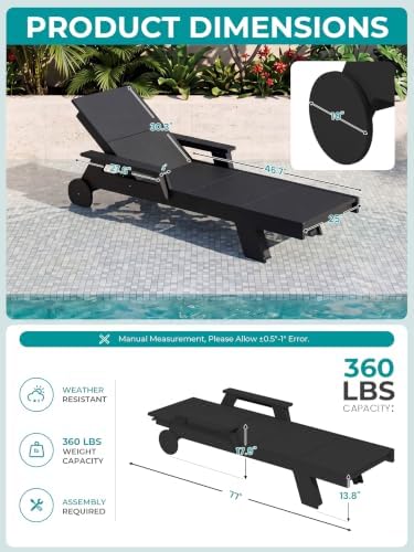 SERWALL Oversized Outdoor Chaise Lounge Set of 2, Premium HDPE Lounge Chair - Image 2