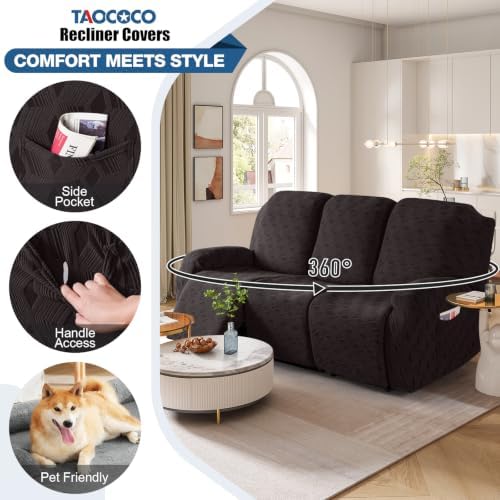 TAOCOCO Recliner Sofa Covers Stretch Reclining Couch Cover, Jacquard Recliner - Image 4
