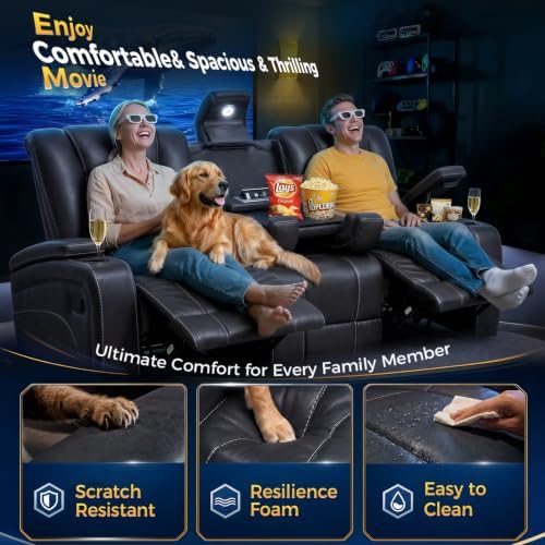 Home Theater Seating, Reclining Sofa, 3X Recliner Sofa - Image 6