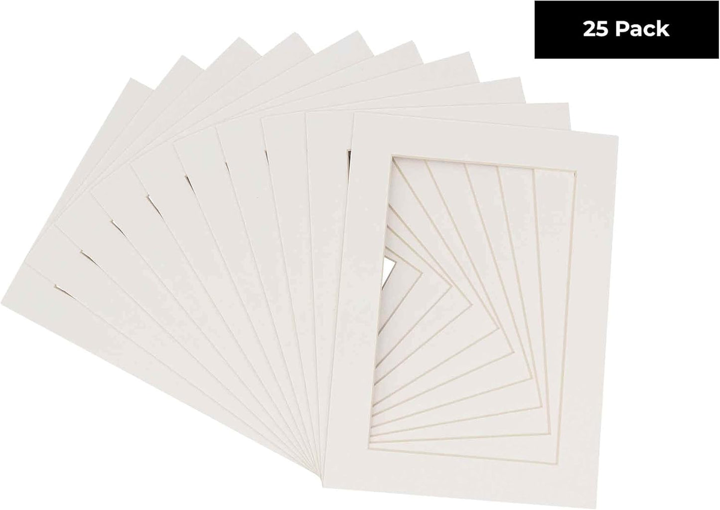 5x7 Mat for 8.5x11 Frame - Precut Mat Board Acid-Free Textured White 5x7 Photo Matte For a 8.5x11 Picture Frame, Premium Matboard for Family Photos, Show Kits, Art, Picture Framing, Pack of 25 Mats