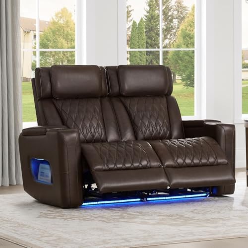 Watson & Whitely Genuine Leather Power Reclining Loveseat by WatsonWhitely