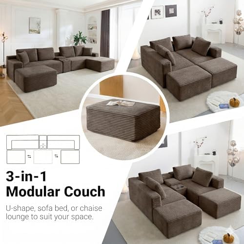 ivoros 125 Inch Modular Sectional Sofa Couch, Oversized Modern Cloud Couch - Image 5