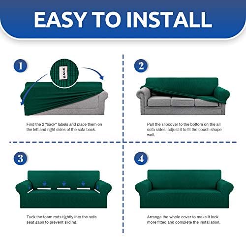 KEKUOU Stretch Couch Covers for Sofa, 3 Cushion Couch Slipcover - Image 6