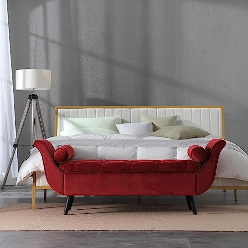 Velvet Storage Bench for Bedroom, Upholstered Button Tufted Storage Ottoman - Image 6