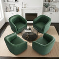 Pia Ricco Set of 4 Oversized Faux Leather 360° Swivel Barrel Accent Chair Green by PiaRicco