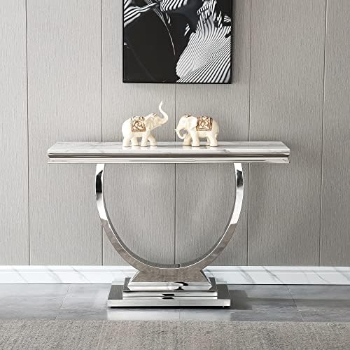 Henf 3 Piece Living Room Table Set, Faux Marble Coffee Table & Console Table & - Image 4