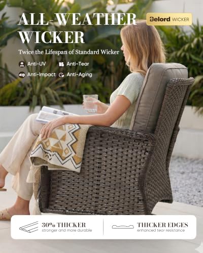 Belord Patio Wicker Chairs Swivel Rocker - Image 4