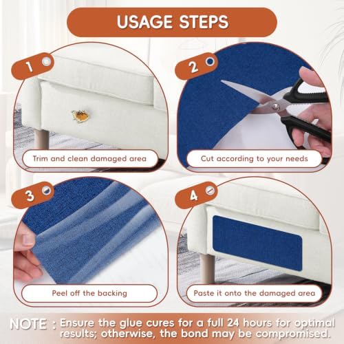 Linen Fabric Repair Tape 4x79 Inch, Self Adhesive Couch Patch Repair Fabric Tape - Image 4