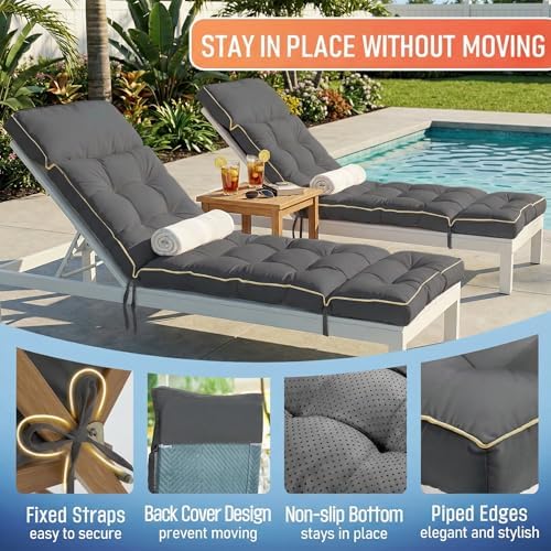 MAGIC ELEPHANT Chaise Lounge Cushion Outdoor, Memory Foam Replacement Patio - Image 4