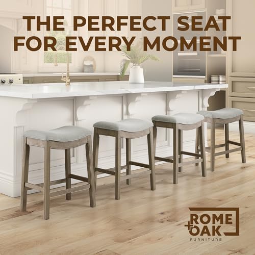 ROME + OAK Parker 26" Backless Saddle Stool, Reclaimed Oak - Image 6