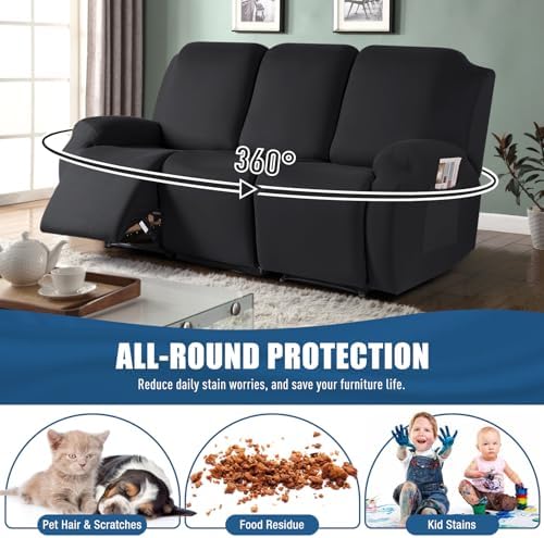 TAOCOCO Recliner Sofa Slipcover, 3 Pieces Polyester Fabric Stretch Sofa Covers - Image 3