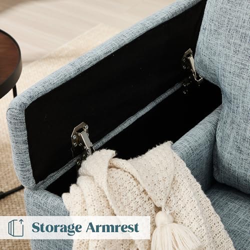 Accent Chair with Armrest Storage, Modern Upholstered Reading Living Room Chairs - Image 3