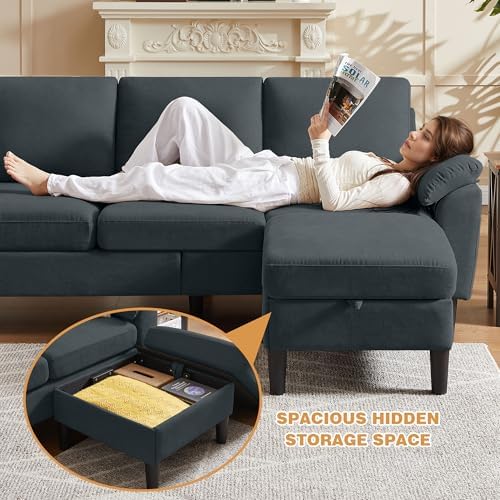 3 Piece Convertible Sectional Sofa Set, Modern Linen Small L Shaped Couch - Image 6