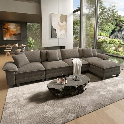 HERA'S HOUSE 158" Oversized Modular Sectional L Shaped Sofa, Chenille Ash by HERASHOUSE