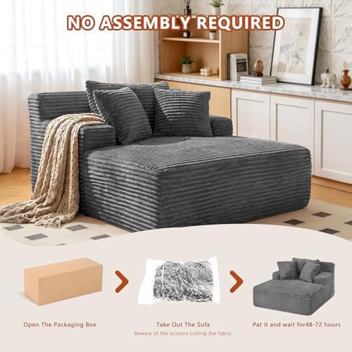 66.5" Oversized Chaise Lounge Chair Indoor, Boneless Sleeper Sofa Bed - Image 6