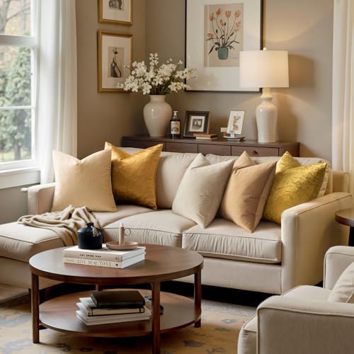 MIULEE 24x24 Inch Pack of 2 Euro Velvet Throw Pillow Covers Dark Gold - Image 3