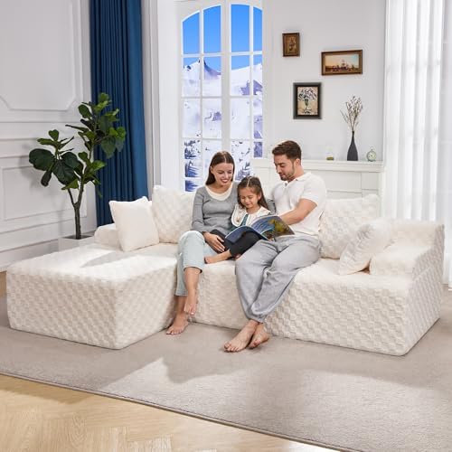 Hobestluk Boneless Couch Modular Sectional Sofa L-Shape Couch 3 Seat Modular - Image 3