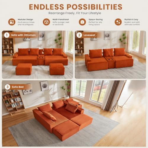 Eafurn 141" Oversized U Shaped Cloud Sectional Couches - Image 5