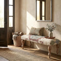 LR Home Off-White/Multicolor Handmade Upholstered Bench by LRHomeDecor