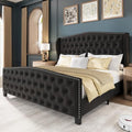 LARMACE California King Size Bed Frame Velvet Upholstered Platform Bed by LARMACE
