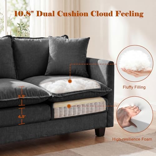 50'' Loveseat Sofa Set, Small Couch Set 2 Piece Cloud Love Seat - Image 6