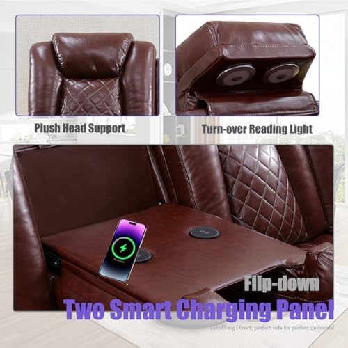 Leather Power Reclining Sectional Sofa, Recliner Sectional Sofa - Image 6