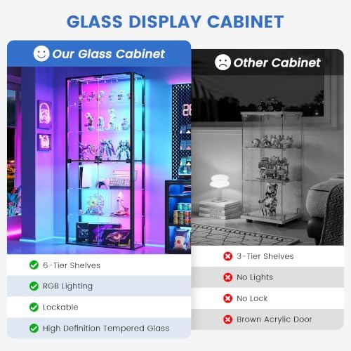 Lvifur 6-Tier Glass Display Cabinet - Image 4