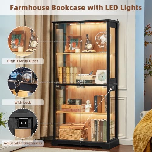 LELELINKY Farmhouse Glass Display Cabinet - Image 4