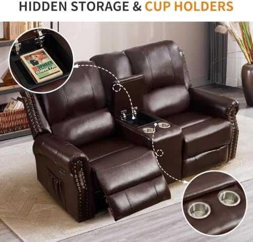 CANMOV Power Reclining Sofa Set, Faux Leather Electric Recliner Loveseat and 2 - Image 4