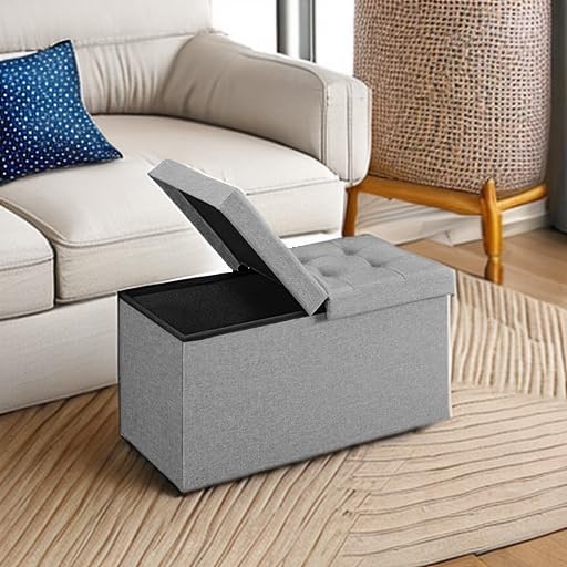 SONGMICS 30 Inches Storage Ottoman, Foldable Bench - Image 6