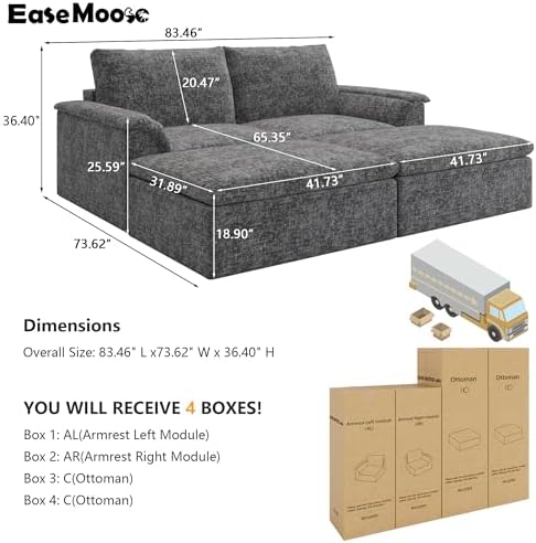 EASE MOOSE Boneless Sectional Couches, Oversized Sofa Bed - Image 2