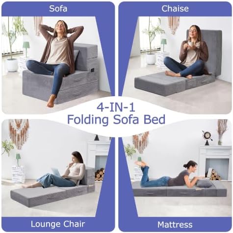 Folding Sofa Bed, Convertible Sleeper Chair Bed, Floor Sofa - Image 4