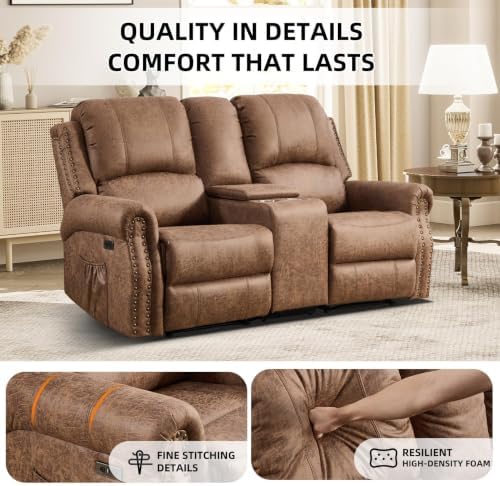 EBELLO 2-Piece Manual Recliner Sofa Set, Faux Leather 2 Message Single Recliner - Image 7