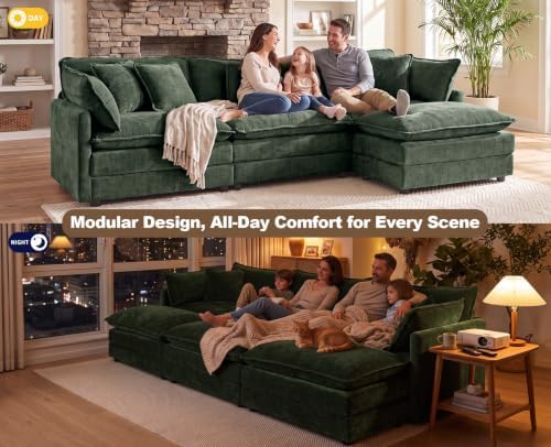 111.5” Modular Sectional Sofa, L Shaped Cloud Couch - Image 3