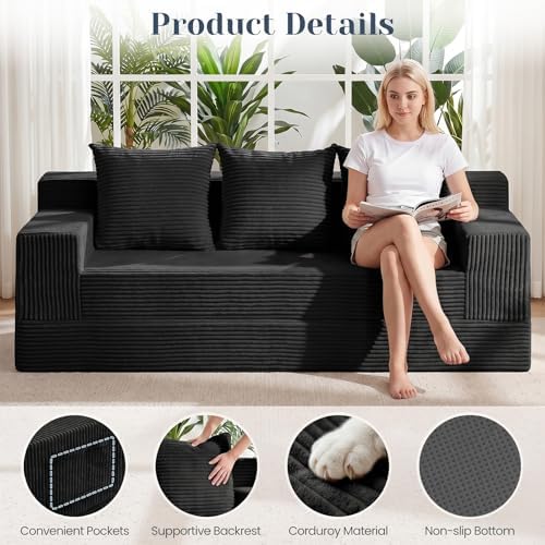 79" Convertible Sofa Bed, 2-in-1 Oversized Boneless Couch - Image 5