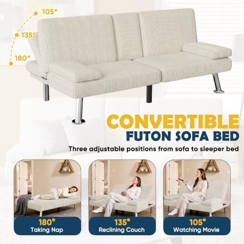 Furmax Corduroy Futon Sofa Bed, Adjustable Futon Couch - Image 6