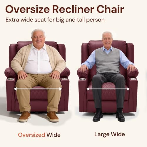 Korser Oversized Recliner Chair, 360° Swivel Rocker Recliner - Image 7