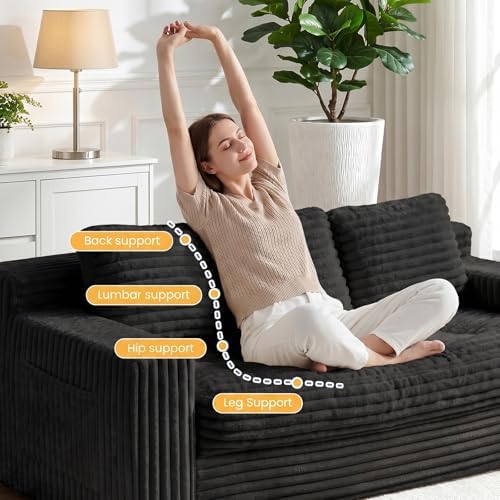 Boneless Couch, Cloud Loveseat Sofa Corduroy Couch in a Box, Upholstered - Image 6