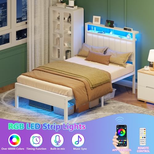 Furnulem White Twin Bed Frames - Image 4