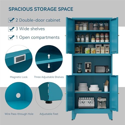 COFaR 69" Pantry Cabinet, Metal Storage Cabinet - Image 4