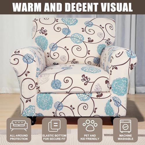 SearchI Stretch Sofa Cover Printed Couch Covers, Floral Pattern 2 Piece - Image 2