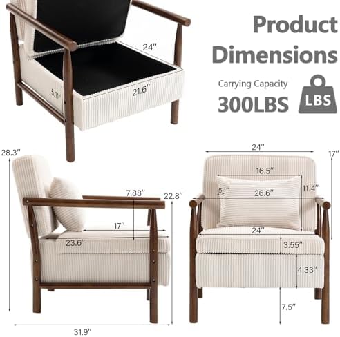 HRVEOCEI White Accent Chair - Image 2