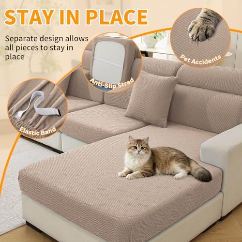 XINEAGE 3 Piece Stretch Couch Cushion Covers Individual Sofa Slipcovers - Image 5