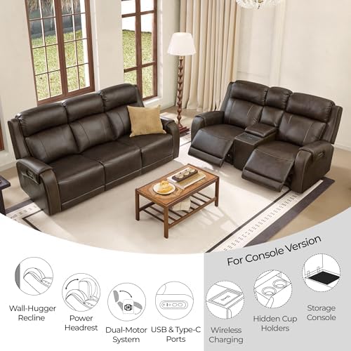 CHITA Genuine Leather Power Recliner Sofa, Loveseat - Image 3