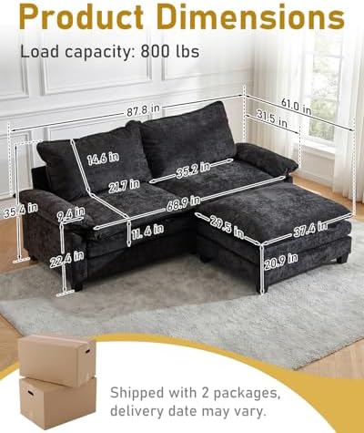 Karl home 88" 2-Seat L-Shaped Sectional Couch - Image 2