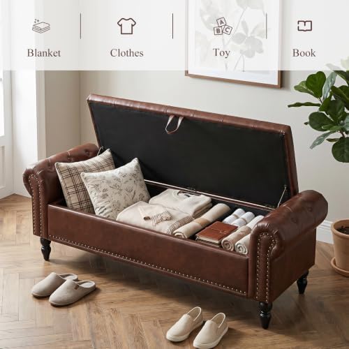 Furniliving 63” End of Bed Storage Bench, Bedroom Bench - Image 5