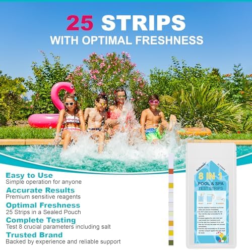 Salt-Water Pool Test Strips Kit: 25 Counts 8-in-1 - Image 4