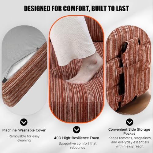 79" Memory Foam Sofa Bed, High Headrest Convertible Futon Boneless Couch - Image 6
