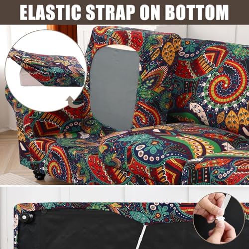 SearchI Stretch Sofa Cover Printed Couch Cover, Floral Pattern 4 Pieces Sofa - Image 5